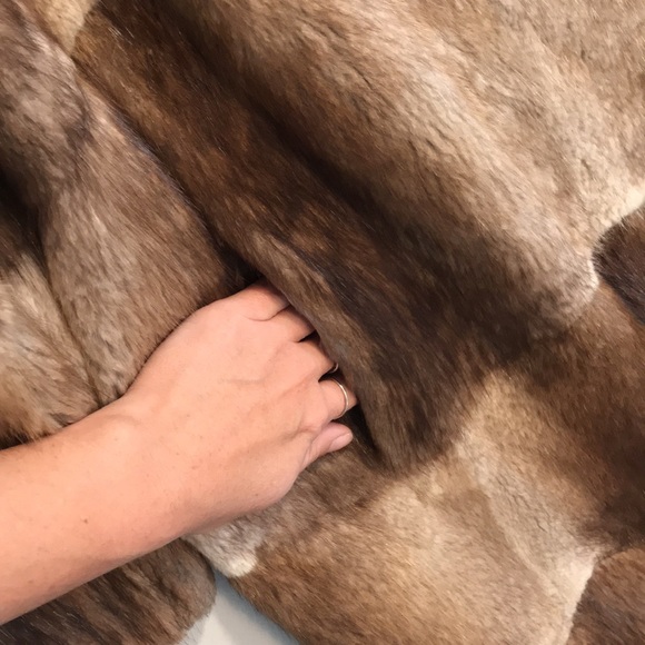Authentic Real Fur Vintage Tan & Brown Fur Coat - Picture 7 of 13